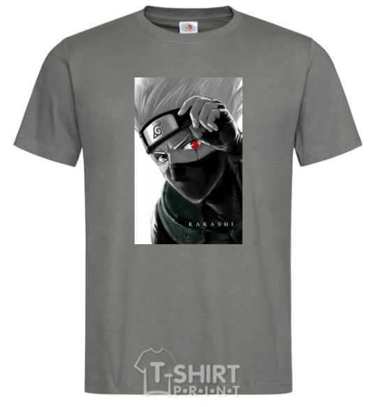 Men's T-Shirt Naruto Kakashi b&w dark-grey фото