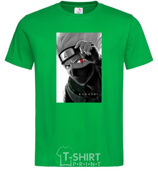 Мужская футболка Naruto Kakashi чб Зеленый фото