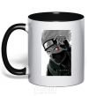 Mug with a colored handle Naruto Kakashi b&w black фото