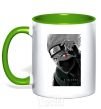 Mug with a colored handle Naruto Kakashi b&w kelly-green фото