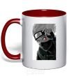 Mug with a colored handle Naruto Kakashi b&w red фото