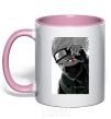 Mug with a colored handle Naruto Kakashi b&w light-pink фото