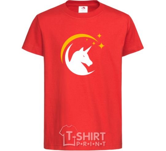 Kids T-shirt Unicorn moon red фото