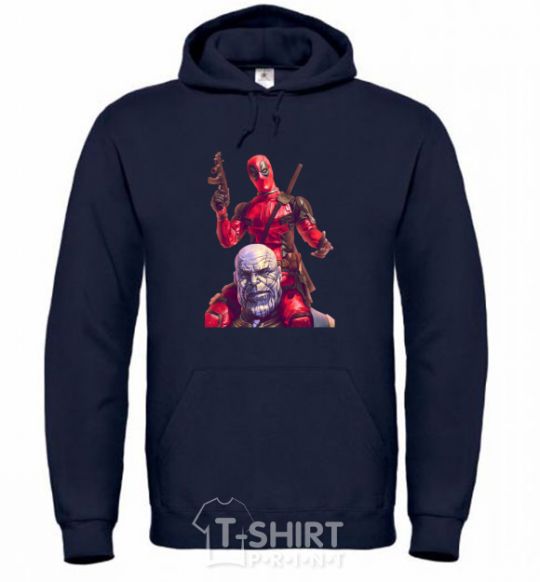 Men`s hoodie Deadpool and Thanos navy-blue фото
