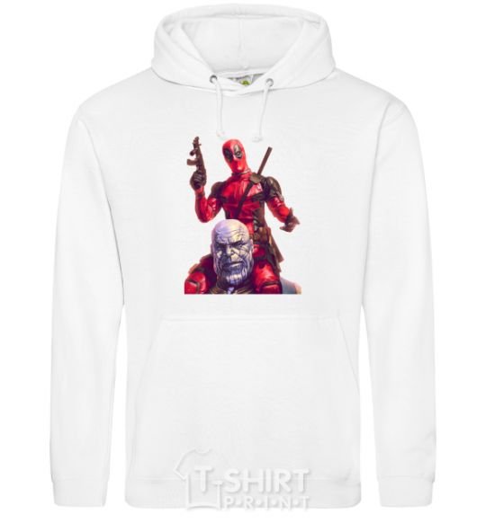 Men`s hoodie Deadpool and Thanos White фото