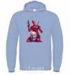 Men`s hoodie Deadpool and Thanos sky-blue фото