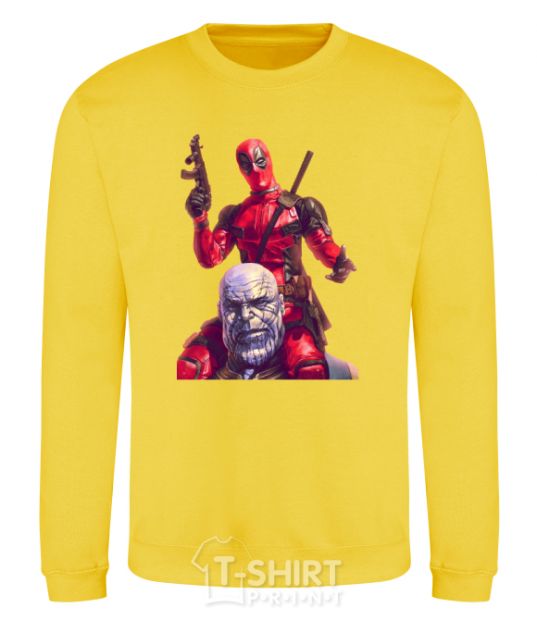 Sweatshirt Deadpool and Thanos yellow фото