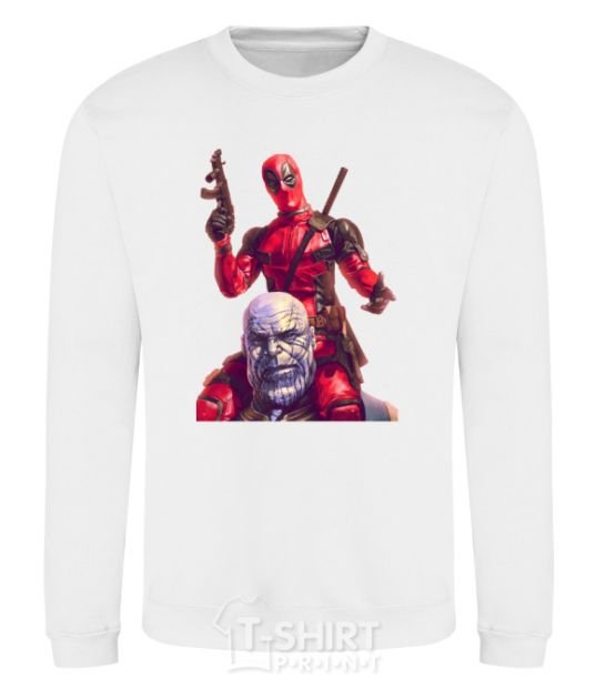 Sweatshirt Deadpool and Thanos White фото