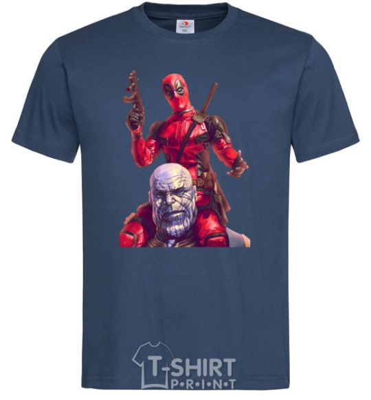 Men's T-Shirt Deadpool and Thanos navy-blue фото