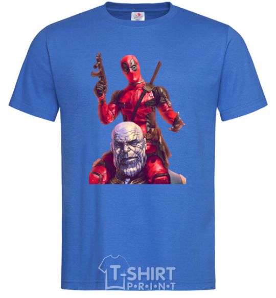 Men's T-Shirt Deadpool and Thanos royal-blue фото