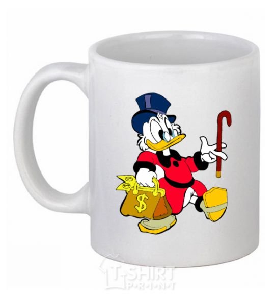 Ceramic mug Scrooge with the money White фото