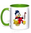 Mug with a colored handle Scrooge with the money kelly-green фото