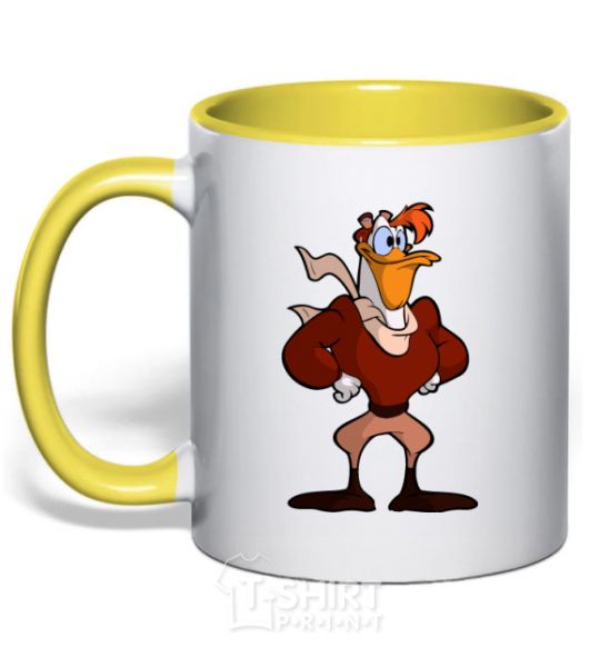 Mug with a colored handle Zigzag yellow фото