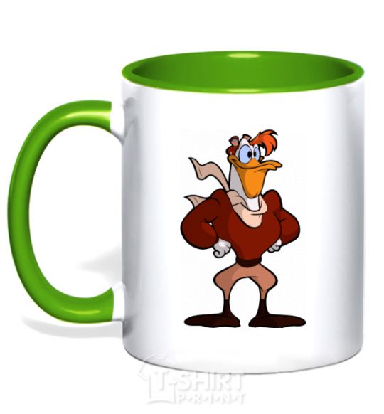 Mug with a colored handle Zigzag kelly-green фото