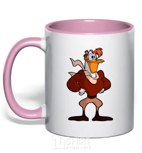 Mug with a colored handle Zigzag light-pink фото