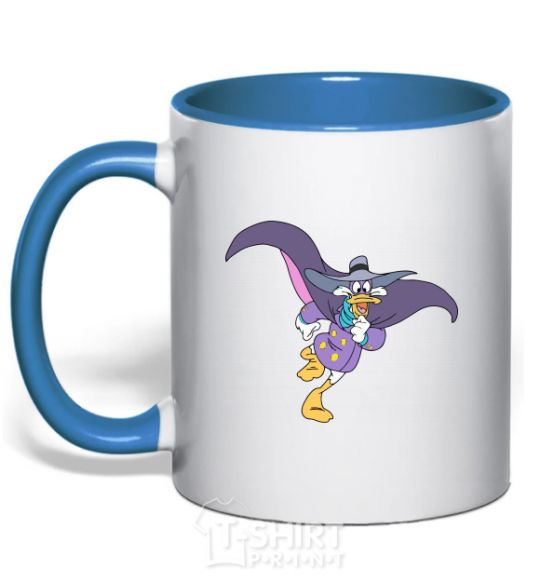 Mug with a colored handle Black cloak royal-blue фото