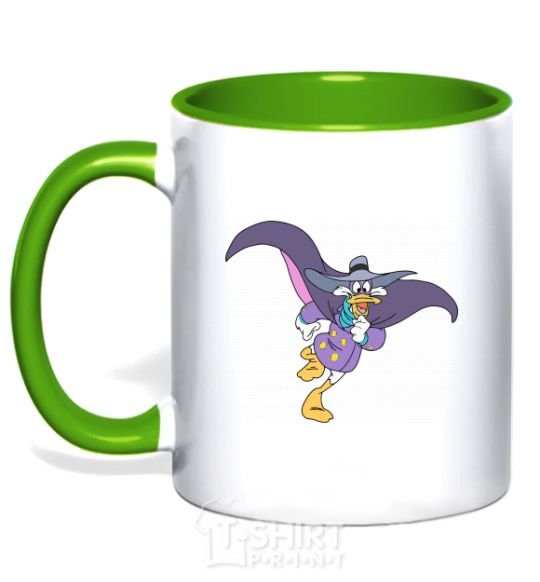 Mug with a colored handle Black cloak kelly-green фото