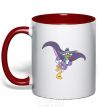 Mug with a colored handle Black cloak red фото