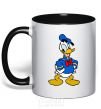 Mug with a colored handle Donald Duck black фото