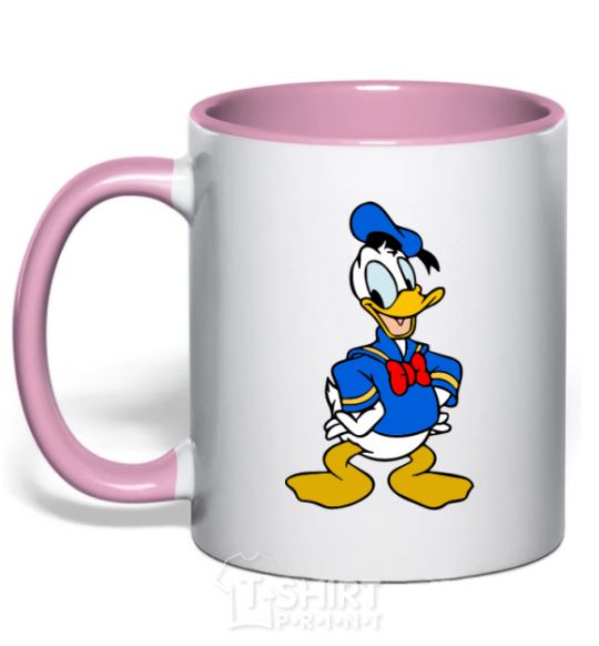 Mug with a colored handle Donald Duck light-pink фото