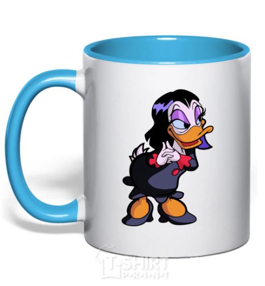 Mug with a colored handle Magica sky-blue фото