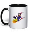 Mug with a colored handle Magic on a broom black фото