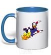 Mug with a colored handle Magic on a broom royal-blue фото