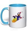 Mug with a colored handle Magic on a broom sky-blue фото