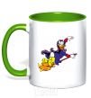 Mug with a colored handle Magic on a broom kelly-green фото