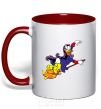 Mug with a colored handle Magic on a broom red фото