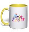 Mug with a colored handle Friendship is a miracle yellow фото