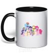 Mug with a colored handle Friendship is a miracle black фото