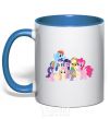 Mug with a colored handle Friendship is a miracle royal-blue фото