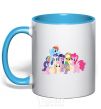Mug with a colored handle Friendship is a miracle sky-blue фото