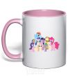 Mug with a colored handle Friendship is a miracle light-pink фото