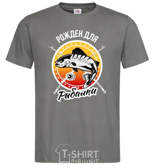 Men's T-Shirt Born to fish V.1 dark-grey фото