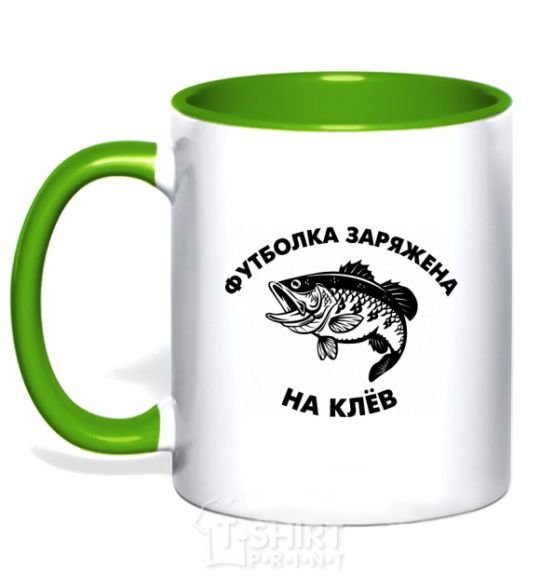 Mug with a colored handle T-shirt's loaded with nibbles kelly-green фото