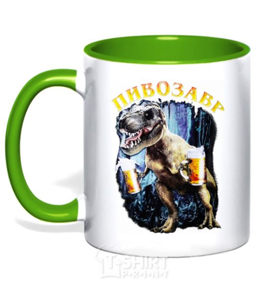 Mug with a colored handle Beerzavr kelly-green фото