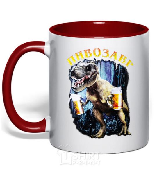 Mug with a colored handle Beerzavr red фото