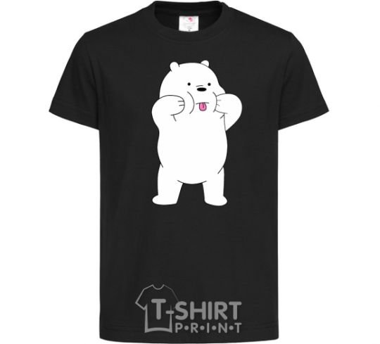 Kids T-shirt Ordinary bears White shows his tongue black фото