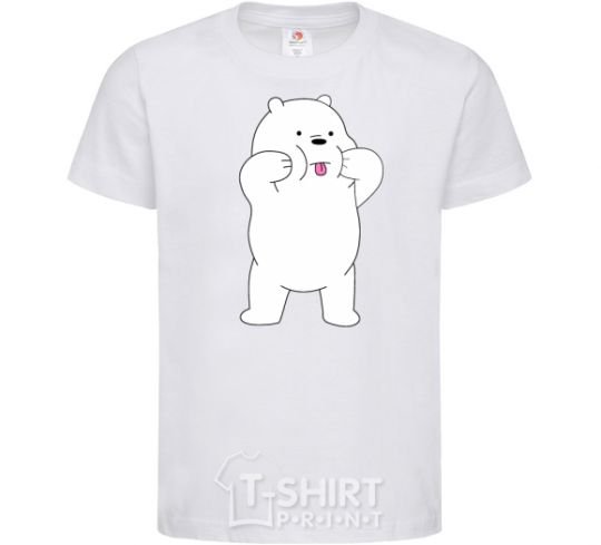 Kids T-shirt Ordinary bears White shows his tongue White фото