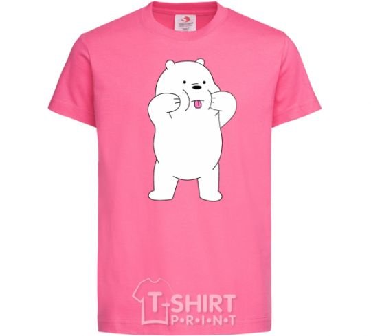 Детская футболка Обычные медведи Белый показывает язык Ярко-розовый фото