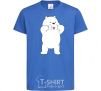 Детская футболка Обычные медведи Белый показывает язык Ярко-синий фото