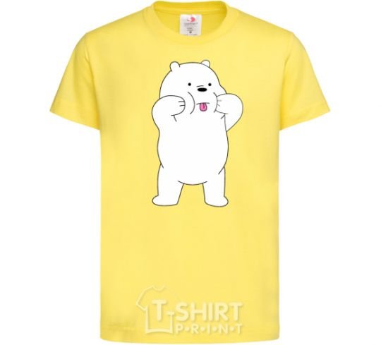 Детская футболка Обычные медведи Белый показывает язык Лимонный фото