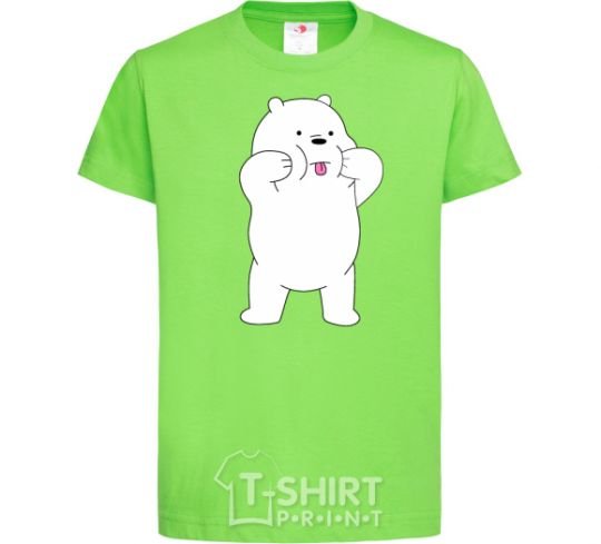 Детская футболка Обычные медведи Белый показывает язык Лаймовый фото