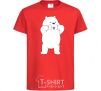 Kids T-shirt Ordinary bears White shows his tongue red фото
