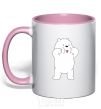 Mug with a colored handle Ordinary bears White shows his tongue light-pink фото