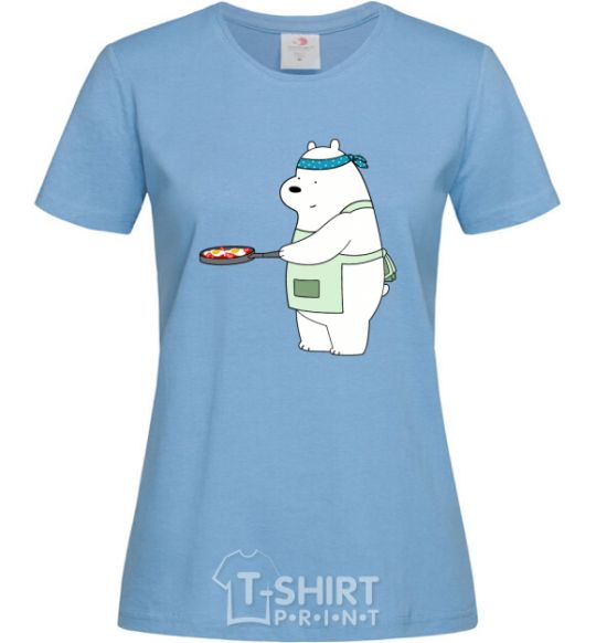 Women's T-shirt Regular bears. White sky-blue фото