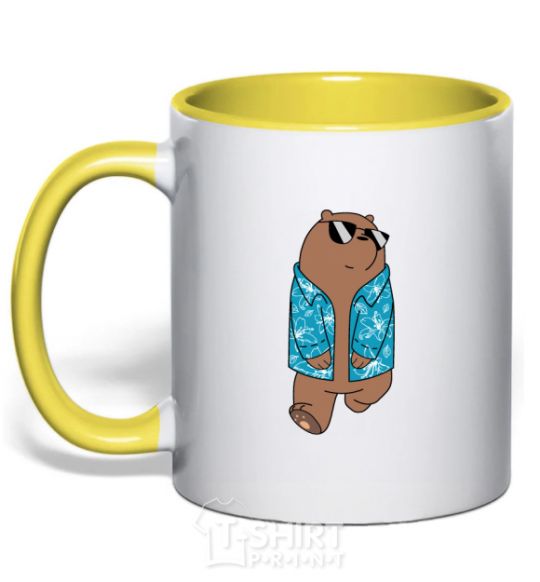 Mug with a colored handle Regular Grizz Bears yellow фото