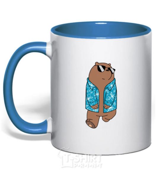 Чашка с цветной ручкой Обычные медведи Гриз Ярко-синий фото